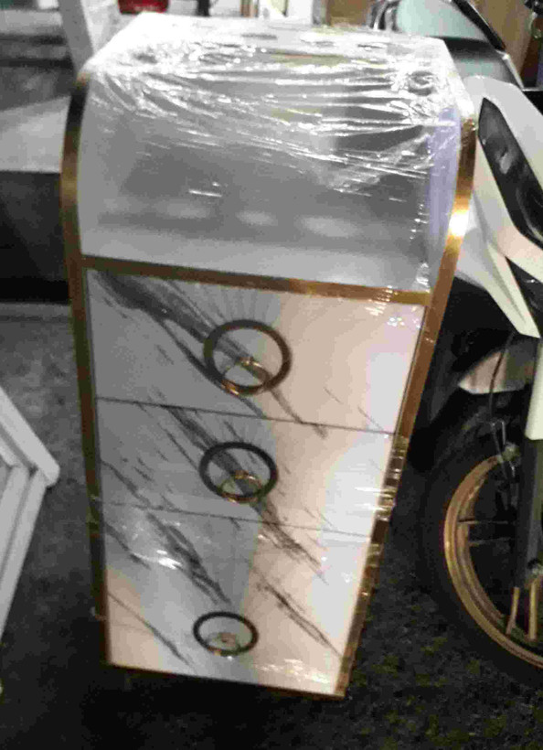 ترولی آرایشگاهی چوبی مدل هما مدل کرکره ای طرح سنگ