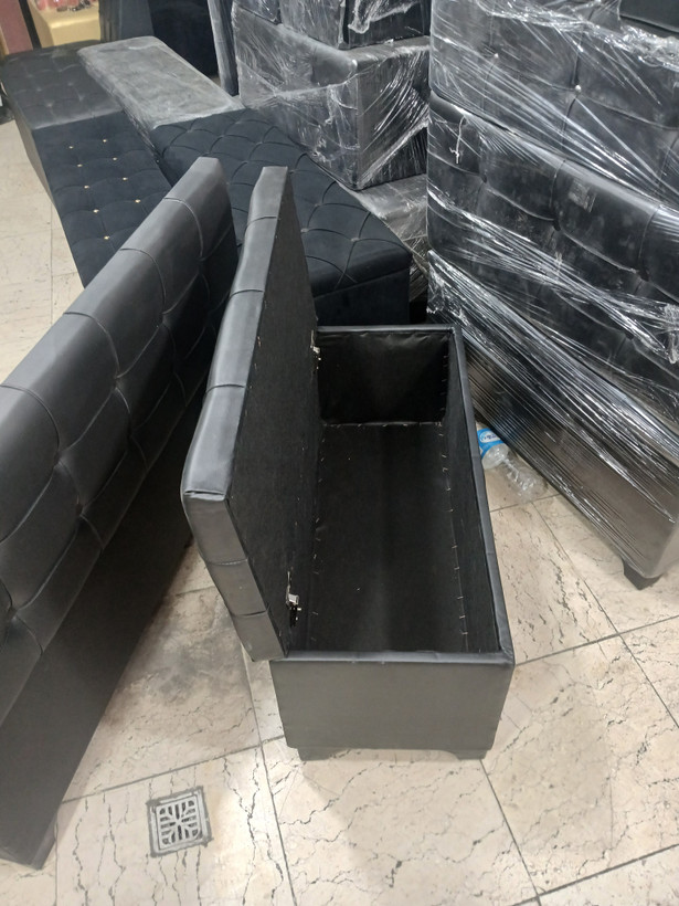 پاف دونفره پارچه و چرم باکسدار شیک دررنگ بندی متنوع