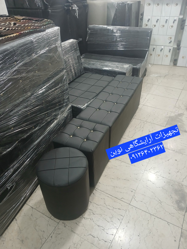 پاف سه نفره ساده چرم وپارچه دررنگ بندی متنوع وکیفیت بالا