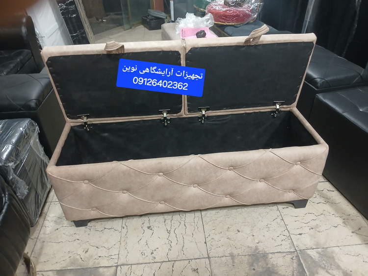 پاف باکسدار دودر شیک ومحکم سه نفره دررنگ بندی متنوع پارچه