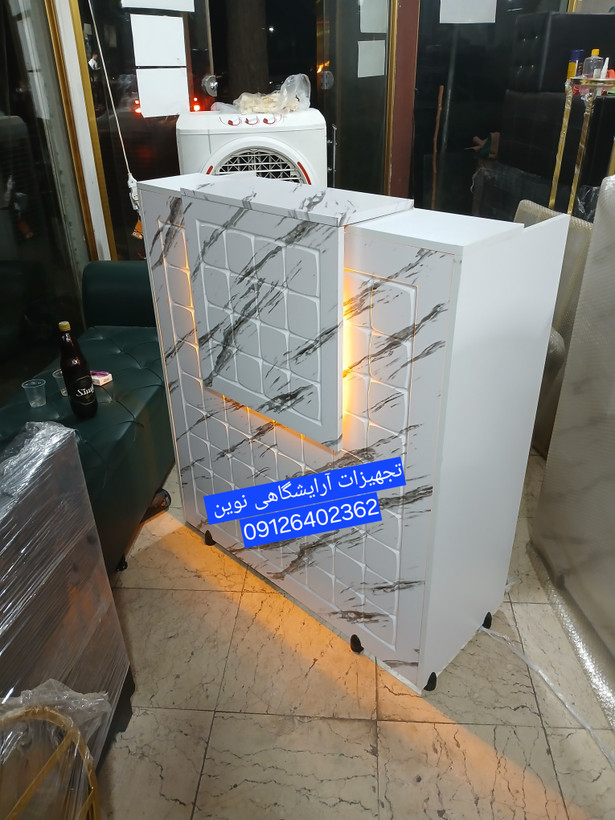 کانتر میزپیشخوان میز منشی دررنگ بندی سفیدومشکی