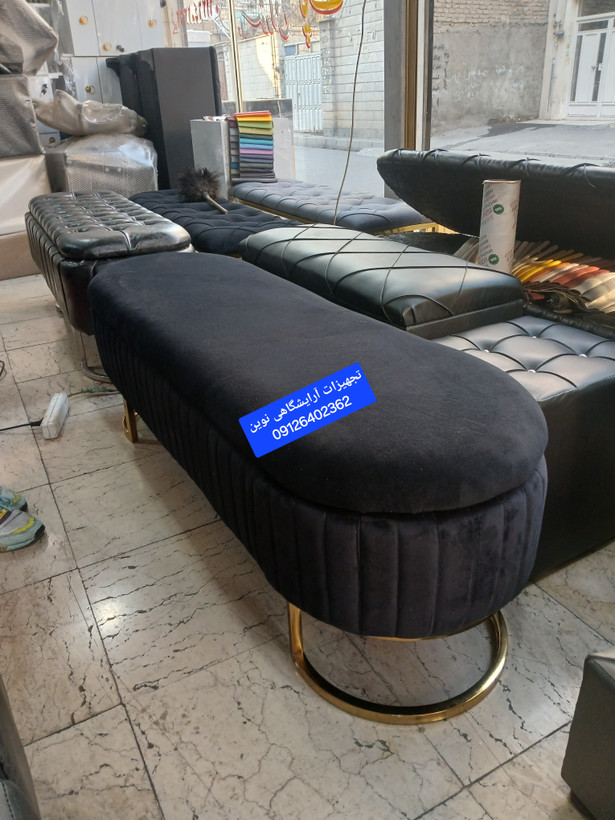 پاف ساده سه نفره شیاری دررنگ بندی متنوع پارچه وچرم