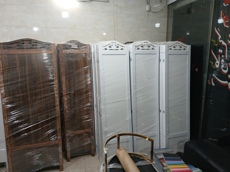 پاراوان پارتیشن جداکننده ساده وچهارتیکه سفید وقهوای ومشکی