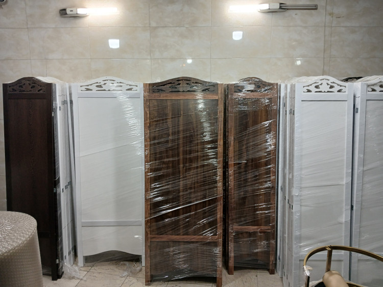 پاراوان پارتیشن جداکننده ساده وچهارتیکه سفید وقهوای ومشکی