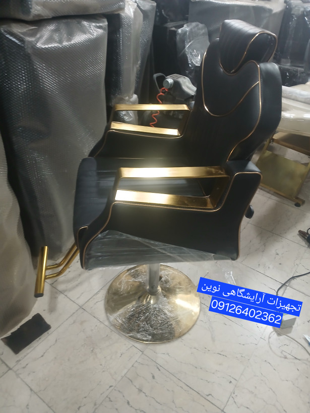 صندلی آرایشگاهی گلایل دسته مثلثی جک دستی سینی گرد